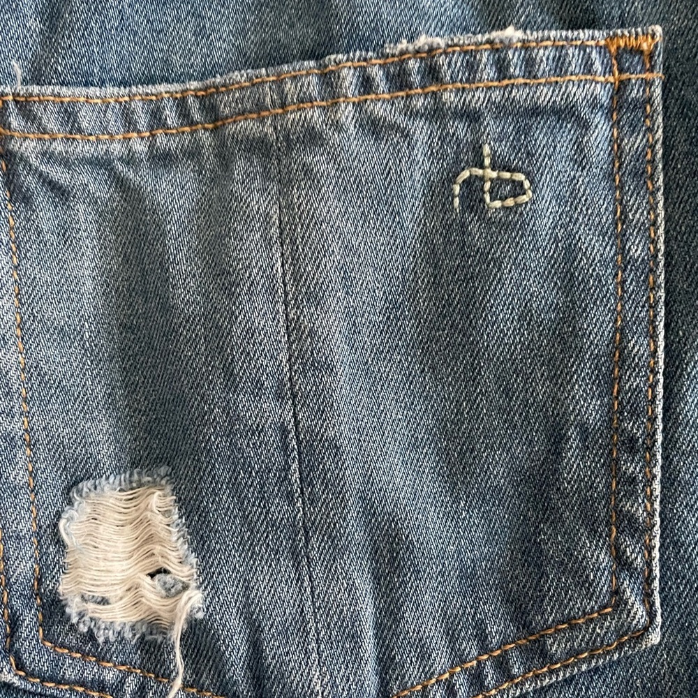 rag & bone Blue Distressed Jean Shorts - Picture 4 of 9